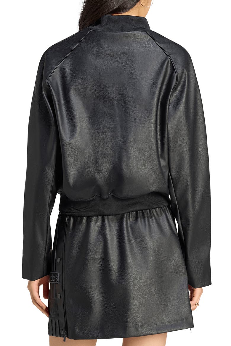 SST Faux Leather Track Jacket, Alternate, color, BLACK/ MAROON