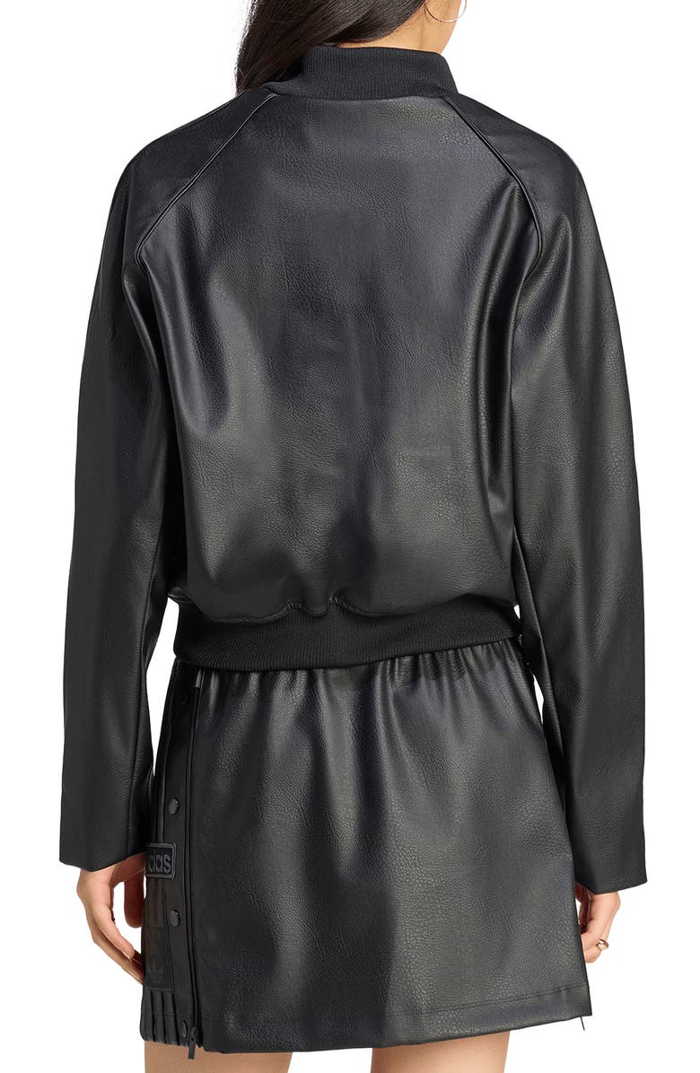 adidas Originals SST Faux Leather Track Jacket, Alternate, color, Black/ Maroon