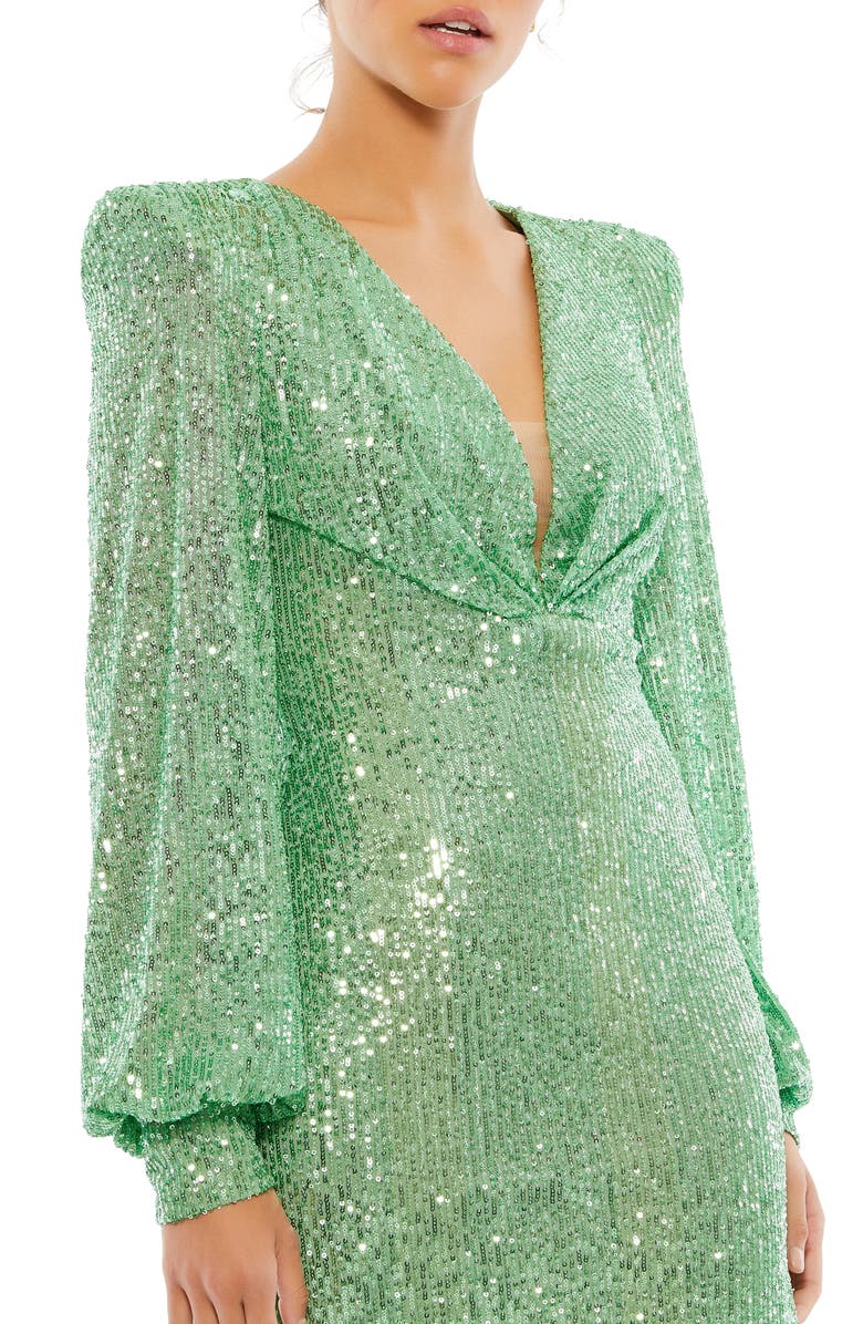 Mac Duggal Sequin Bishop Sleeve Cocktail Dress, Alternate, color, 