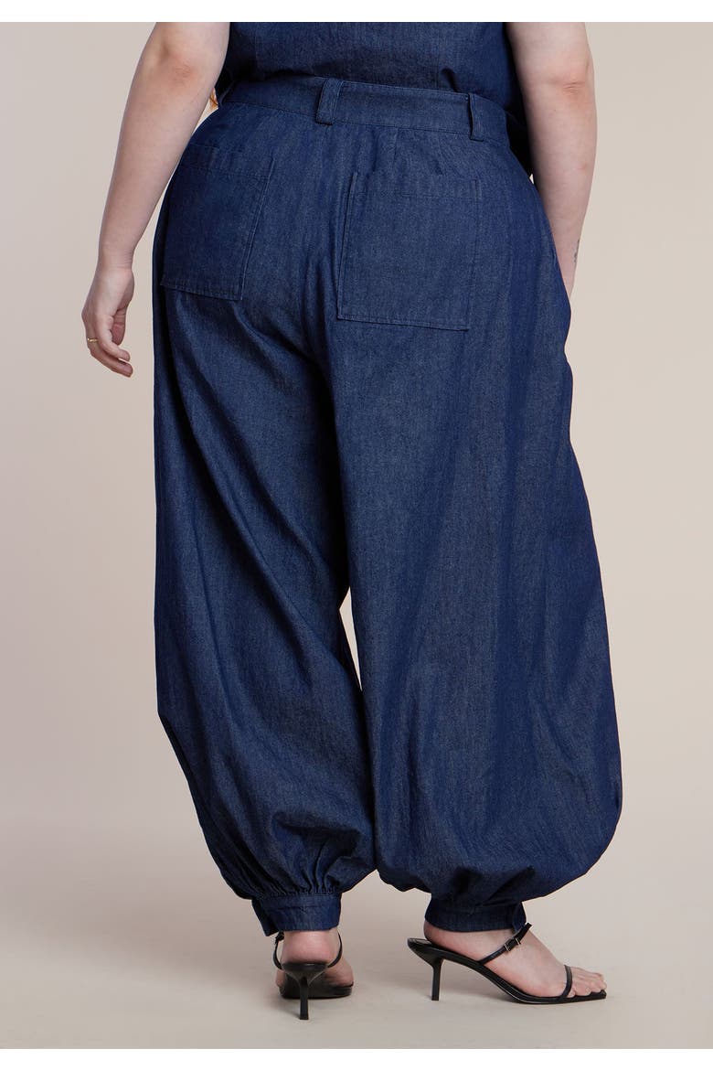 High Rise Balloon Chambray Trouser, Alternate, color, DARK WASH