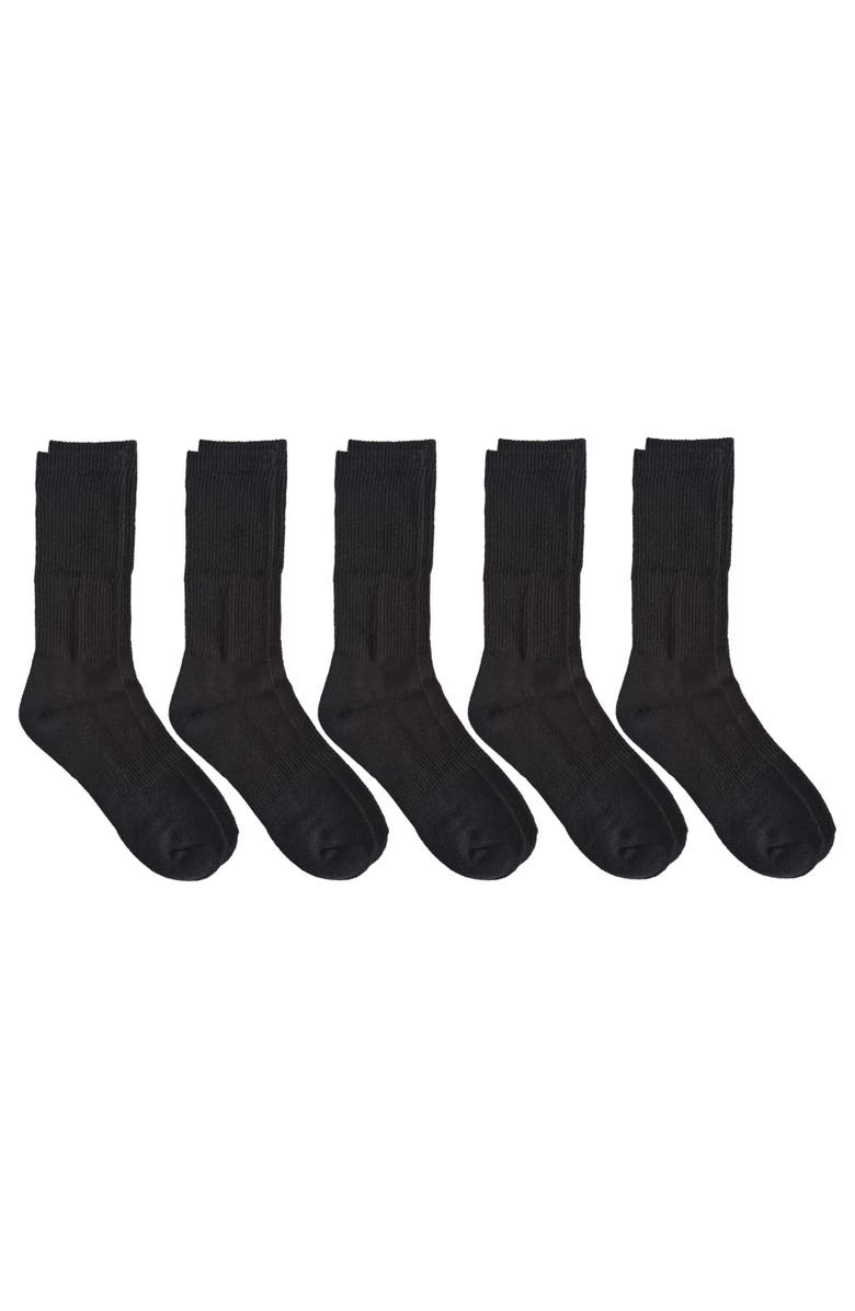 French Connection Organic Cotton Half Cushion Crew Sock 5-Pack, Alternate, color, Black