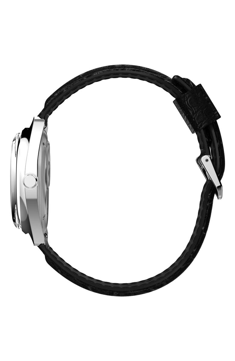 Timex<sup>®</sup> Q 1978 Leather Strap Watch, 37.5mm, Alternate, color, Black