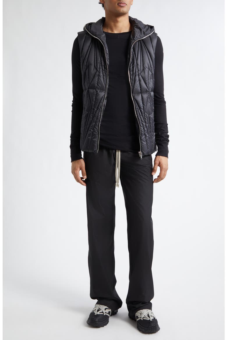 x Rick Owens Geocamo Ziplock Hooded Down Vest, Alternate, color, BLACK
