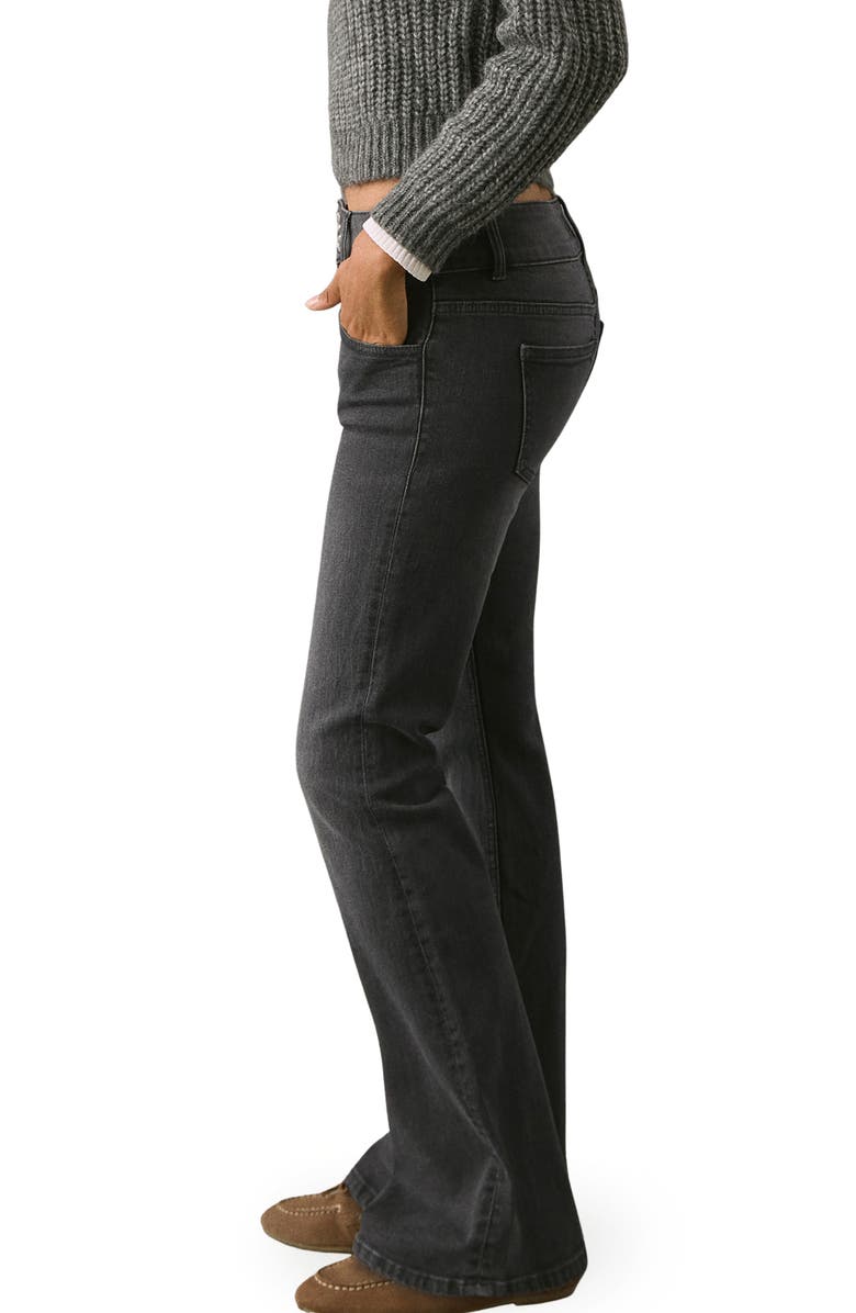 MANGO TEEN Low Rise Flare Jeans, Alternate, color, Black Denim