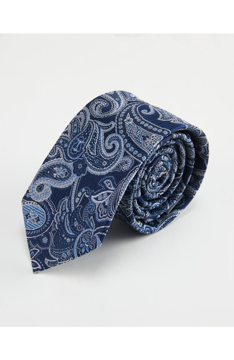 Knottery & Co Paisley Silk Jacquard Tie, Main, color, Navy