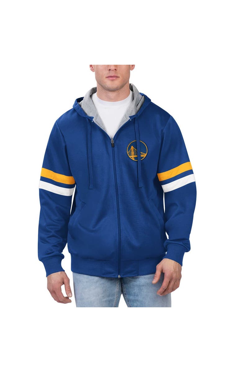 G-III SPORTS BY CARL BANKS Men's G-III Sports by Carl Banks Royal Golden State Warriors Contender Full-Zip Hoodie Jacket, Main, color, 