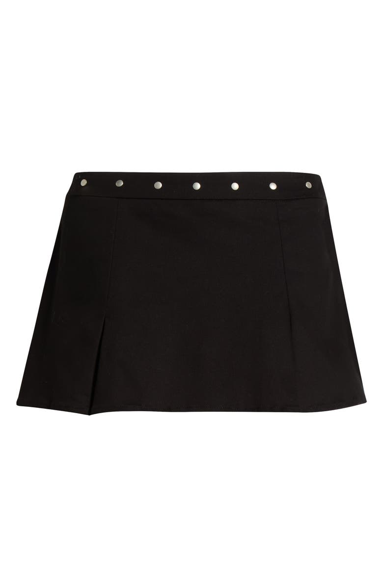 PacSun Stud Pleated Stretch Cotton Miniskirt, Alternate, color, Black