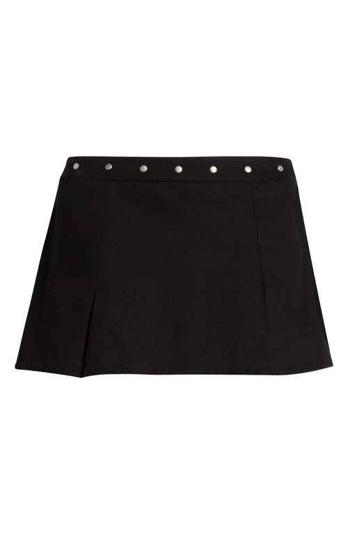 Pacsun Stud Pleated Stretch Cotton Miniskirt In Black