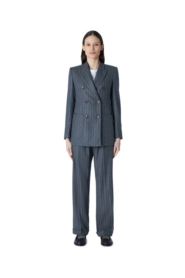 Brandy Classic Double-Breasted Pinstripe Jacket, Alternate, color, MELANGE