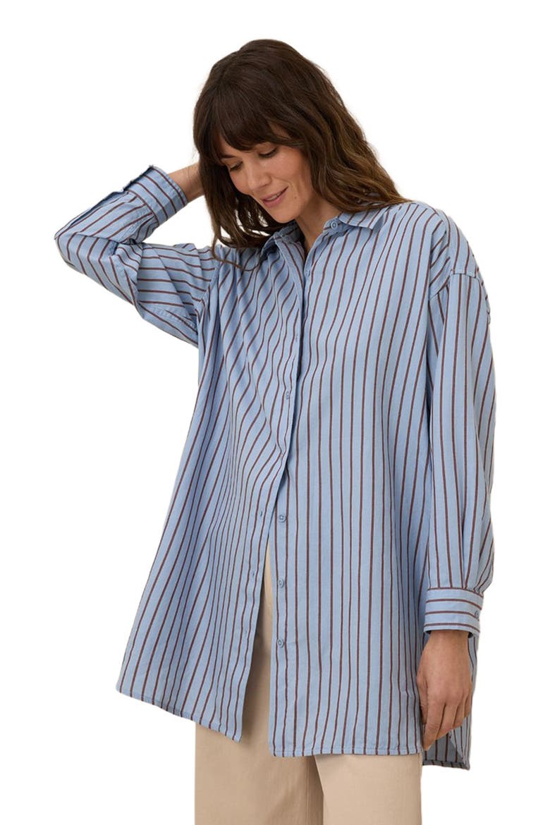 Organic Cotton Sunset Lightweight Cotton Oversized Shirt, Alternate, color, Del Mar Stripe