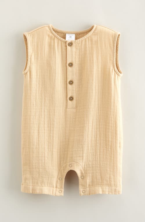 Nordstrom Cotton Gauze Henley Romper In Neutral