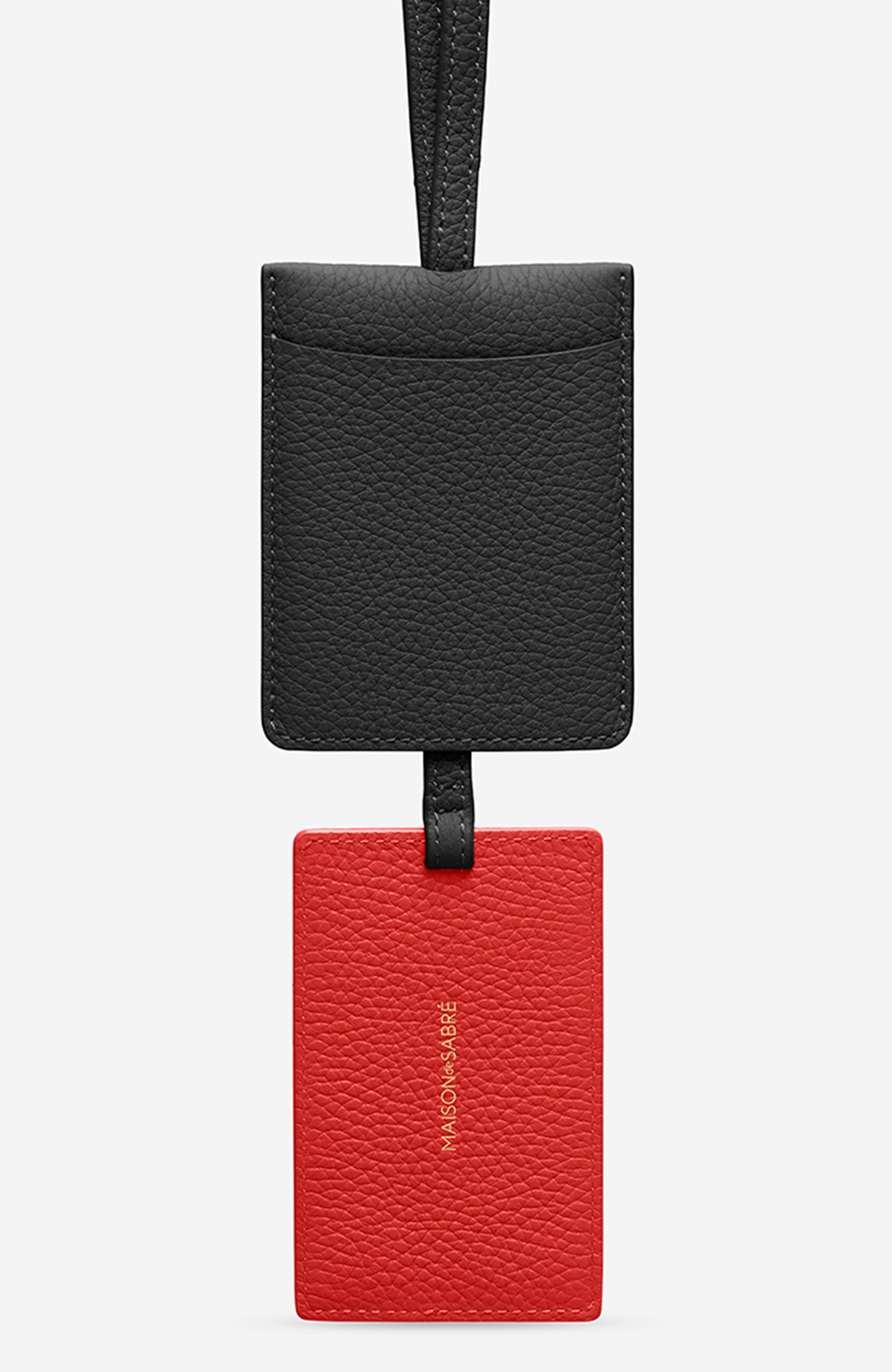 MAISON de SABRÉ Leather ID Lanyard, Alternate, color, Rouge Noir