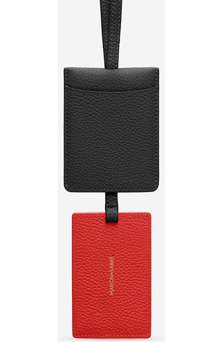 MAISON de SABRÉ Leather ID Lanyard, Alternate, color, Rouge Noir