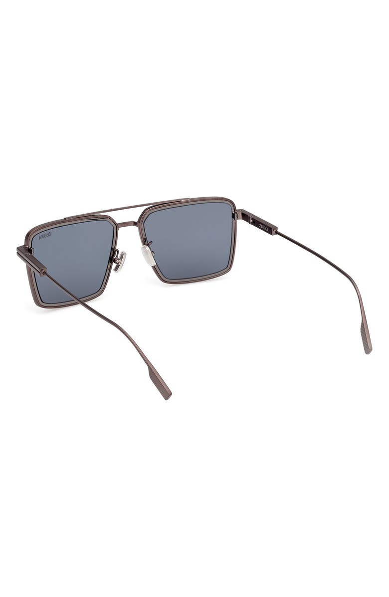 ZEGNA 56mm Navigator Sunglasses, Alternate, color, Matte Dark Bronze / Gunmetal