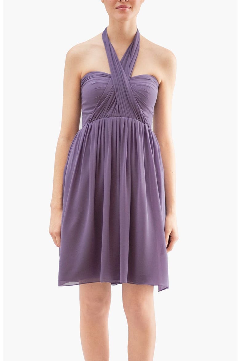 Keira Convertible Dot Chiffon Fit & Flare Dress, Alternate, color, IVORY