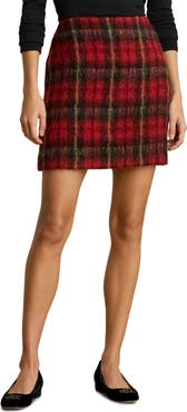 Lauren Ralph Lauren Plaid Mohair Pencil Miniskirt