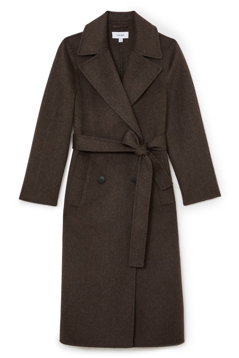 Rene Double Breasted Wool Blend Coat with Cashmere, Alternate, color, MOCHA BROWN