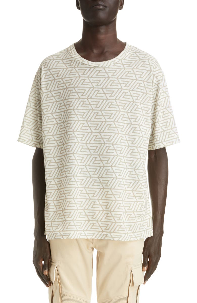 Balmain Pyramid Monogram Print Cotton T-Shirt, Main, color, 