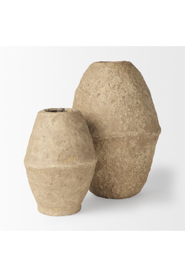 Rundal Paper Mache Vase, Alternate, color, Beige