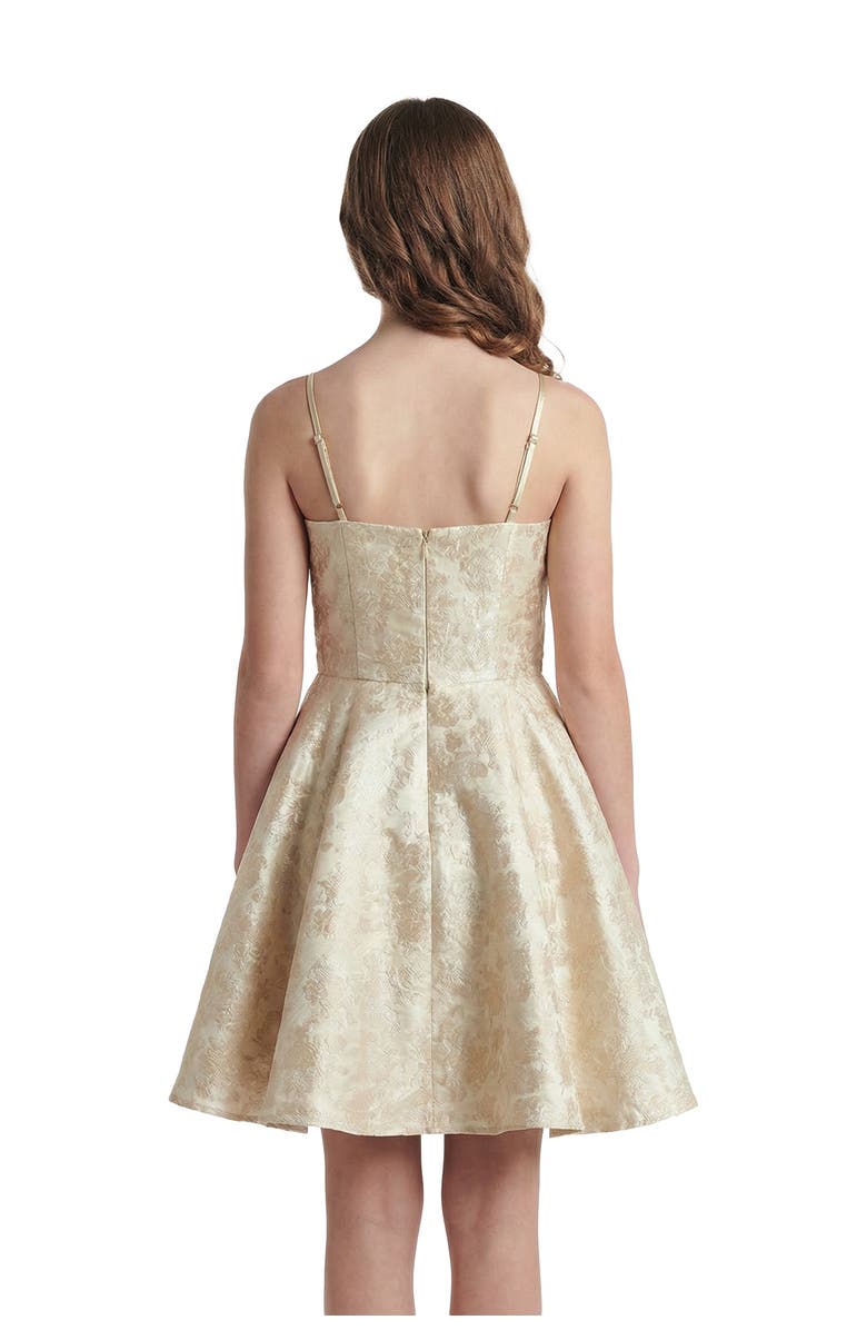 Un Deux Trois Fit and Flare Party Dress in Longer Length, Alternate, color, Gold