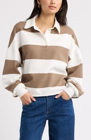 BP. Stripe Cotton Blend Rugby Sweatshirt