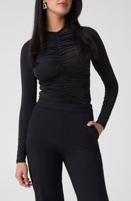 Marciano Ezme Ruched Mock Neck Top
