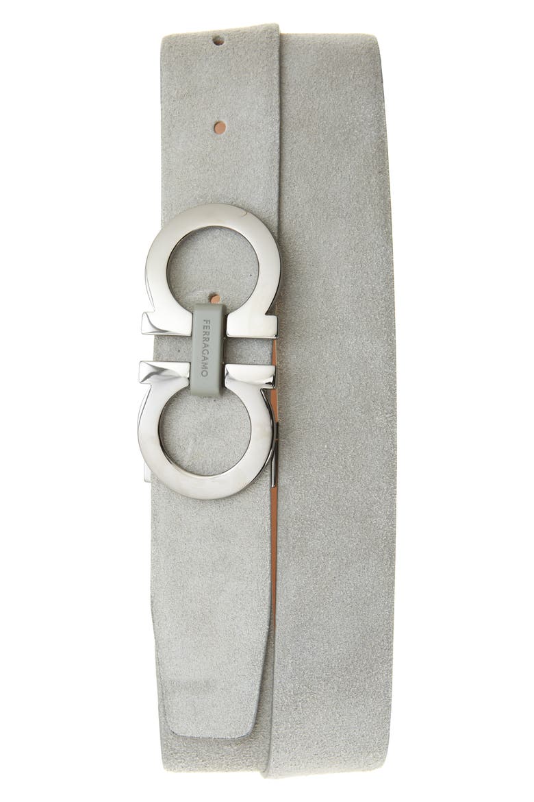 Double Gancio Suede Belt, Main, color, ASH GREY NATURALE