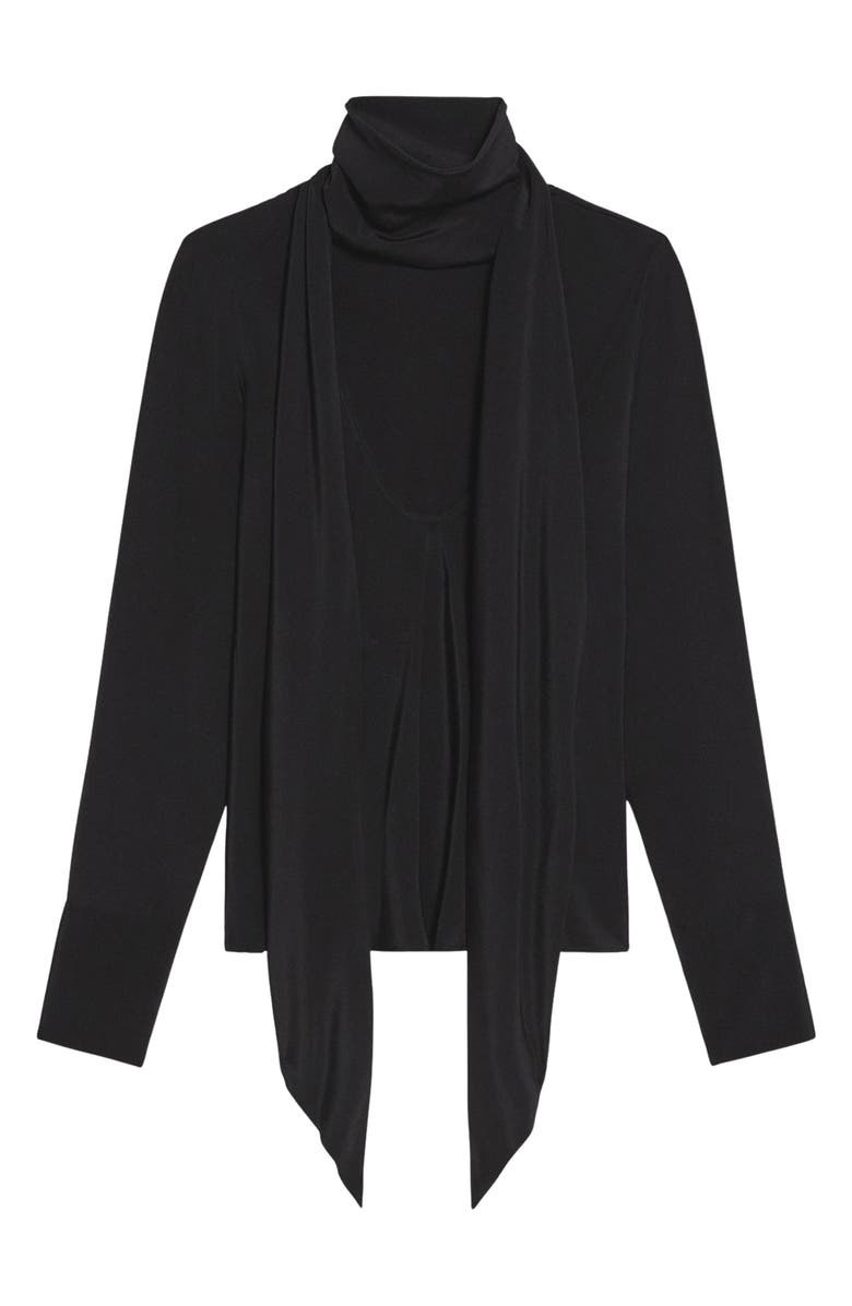 Silk Long Sleeve Top with Scarf