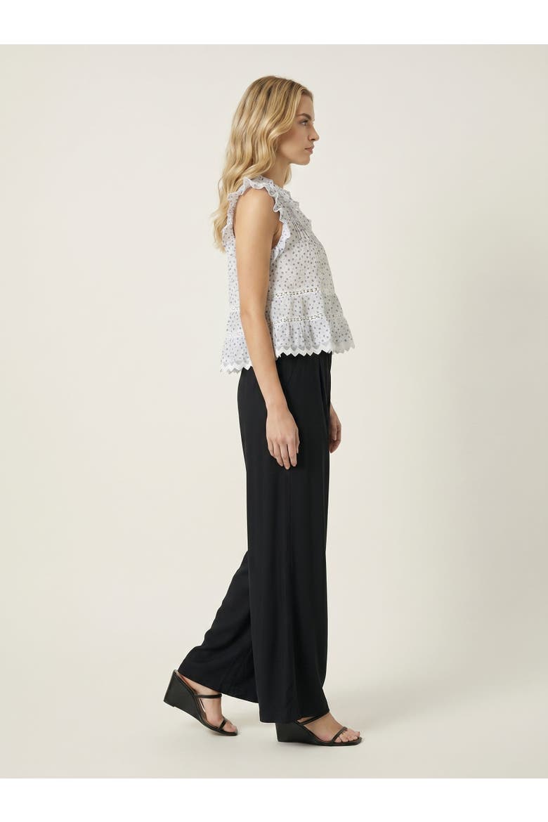 Ruffled V-Neck Button-Front Tiered Lace Hem Blouse, Alternate, color, White