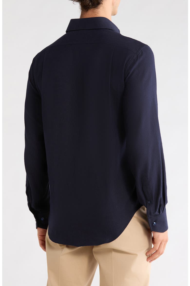 Solid Trim Fit Textured Flannel Shirt, Alternate, color, NAVY
