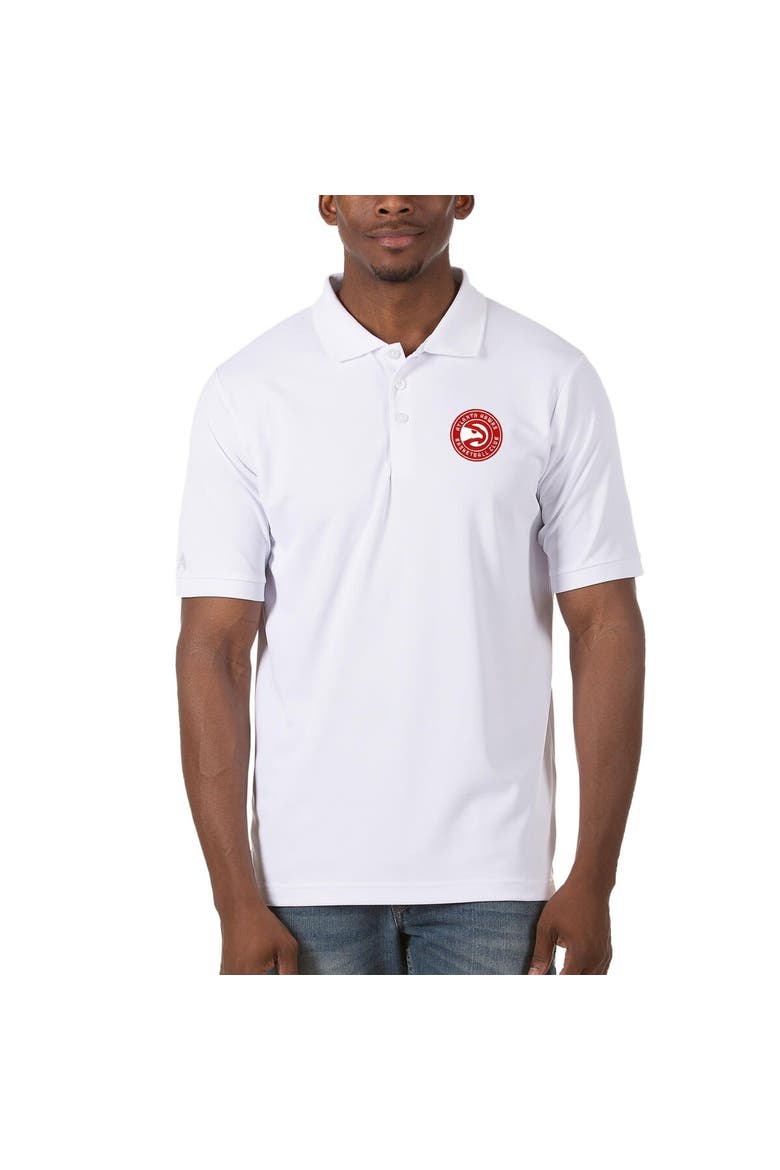 Men's Antigua White Atlanta Hawks Legacy Pique Polo, Alternate, color, White