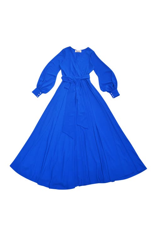 Meghan La Lilypad Balloon Sleeve Maxi Dress In Royal