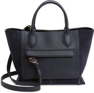 Longchamp Medium Mailbox Suede & Leather Top Handle Bag