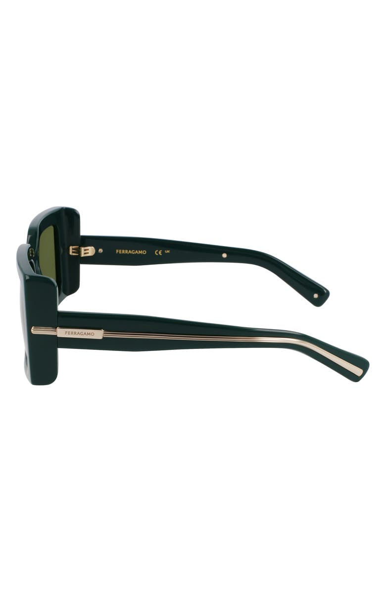 FERRAGAMO Prisma 55mm Modified Rectangular Sunglasses, Alternate, color, Dark Green