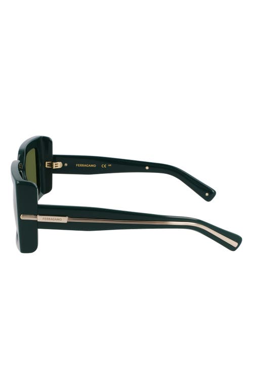 Ferragamo Prisma 55mm Modified Rectangular Sunglasses In Dark Green