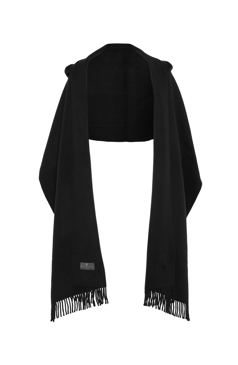 Brunello Cucinelli Hooded wool and cashmere knit scarf, Main, color,