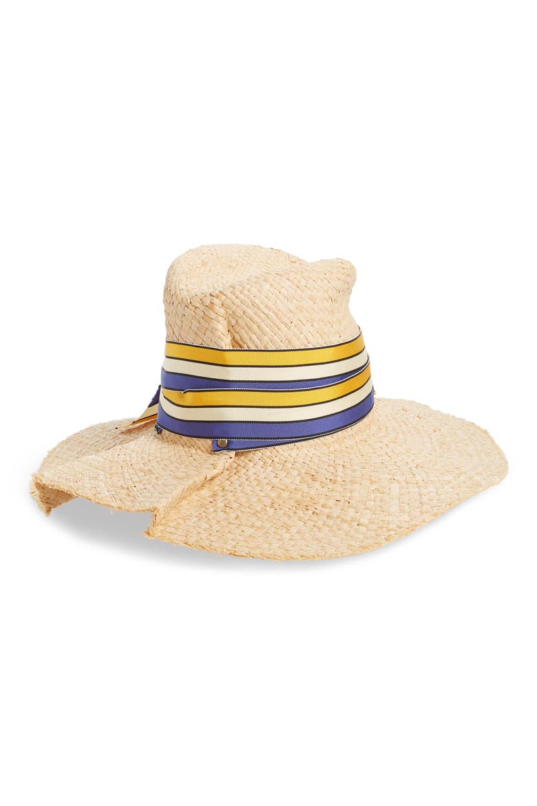 First Aid Striped Band Straw Hat, Alternate, color, FLAG