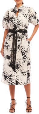 Karen Kane Belted Puff Sleeve Midi Shirtdress