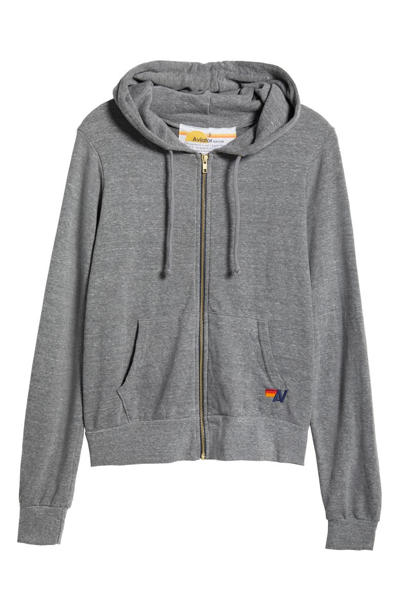 Aviator Nation Bolt Zip Hoodie, Alternate, color, Heather Grey