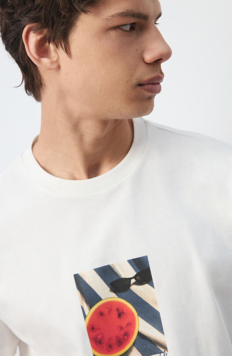 MANGO Watermelon Cotton Graphic T-Shirt, Alternate, color, White