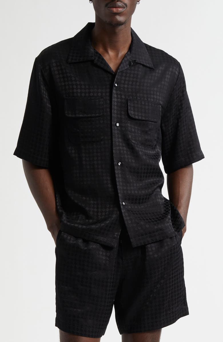 AMIRI MA Quad Jacquard Camp Shirt, Main, color, Black