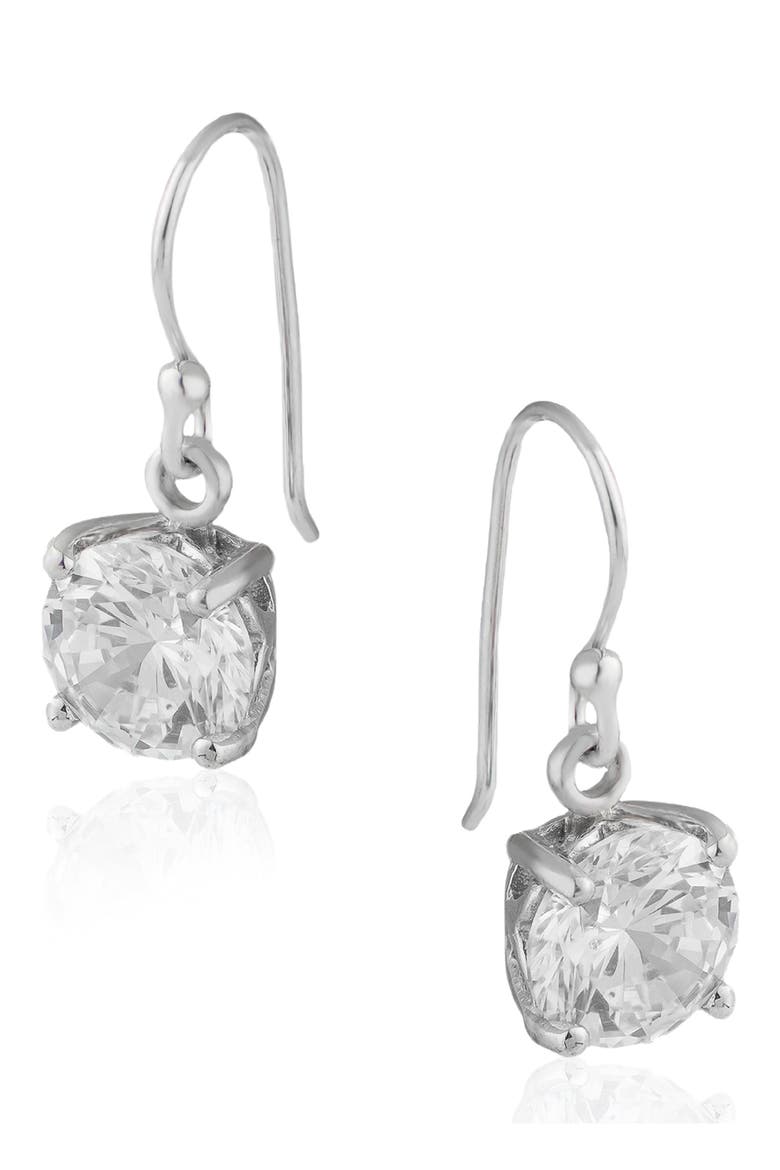 Round Cubic Zirconia Drop Earrings (Nordstrom Exclusive), Main, color, CLEAR/ SILVER