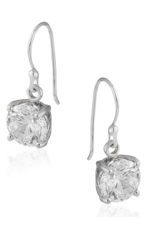 Round Cubic Zirconia Drop Earrings