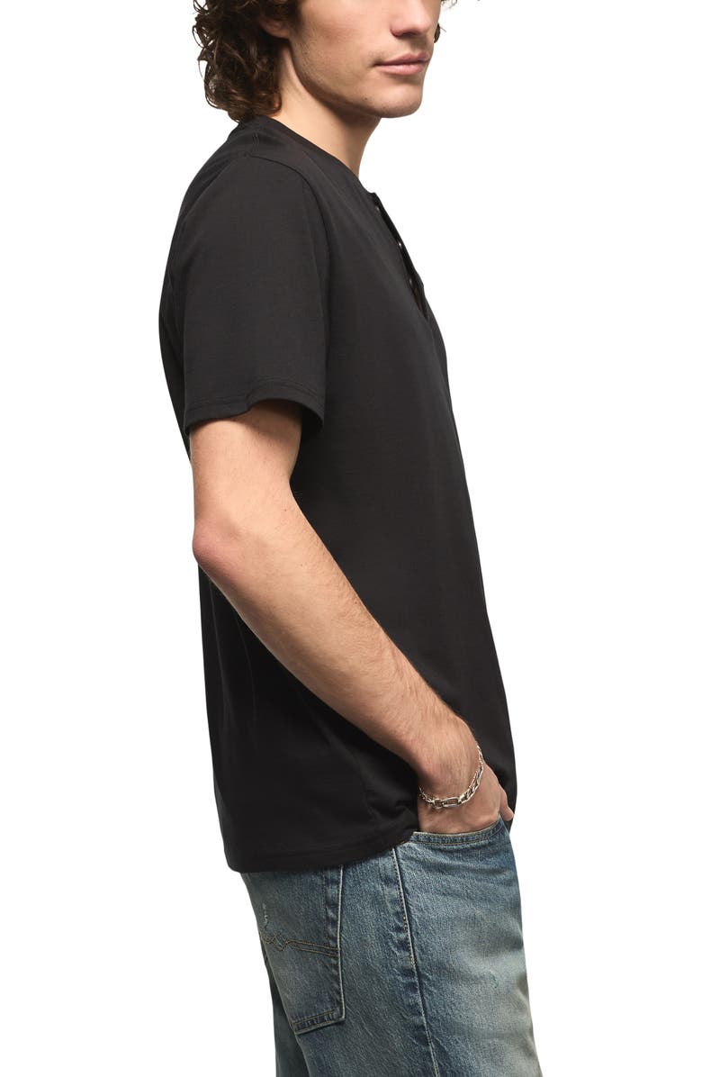 Lucky Brand Solid Short Sleeve Cotton Henley, Alternate, color, Jet Black