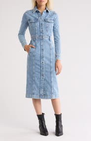 7 For All Mankind Long Sleeve Denim Shirtdress