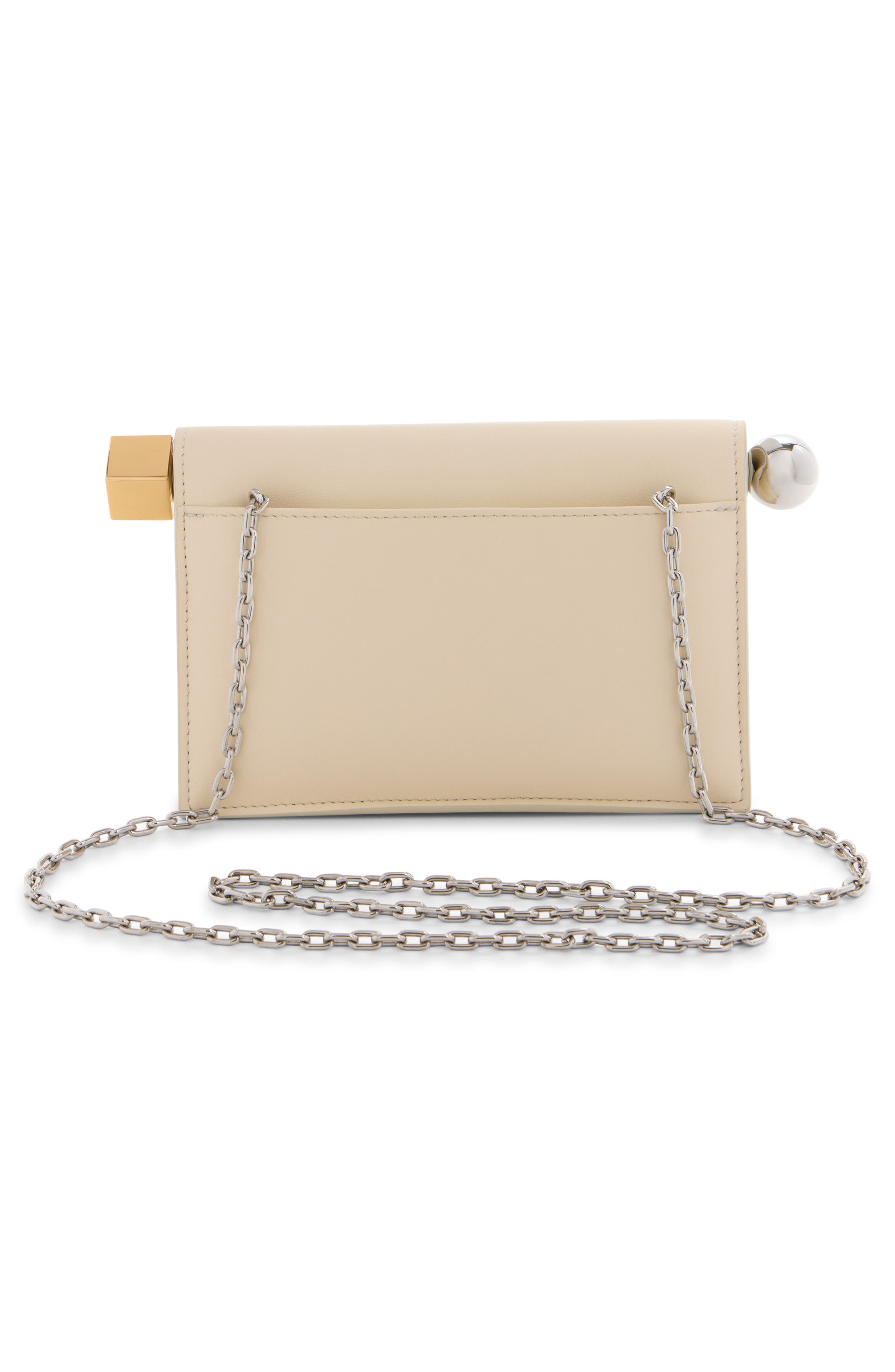 La Petite Pochette Rond Carré Leather Clutch, Alternate, color, LIGHT IVORY