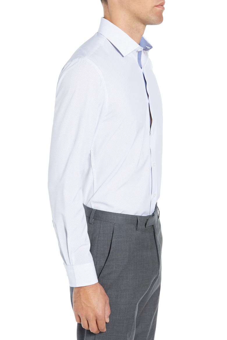 Slim Fit Performance Stretch Dot Dress Shirt, Alternate, color, LIGHT BLUE