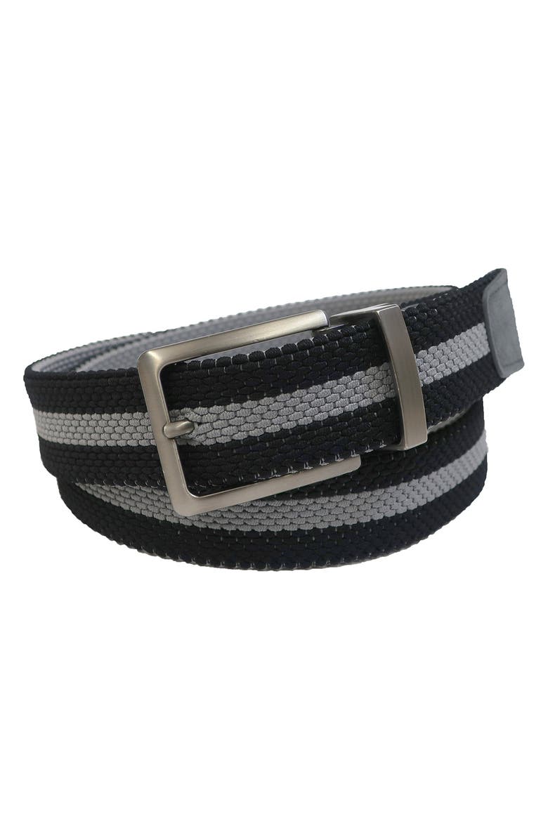 BOCONI Reversible Stretch Woven Belt, Alternate, color, Black/ Grey