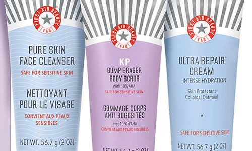 First Aid Beauty Cleanse, Smooth & Hydrate Mini Bestsellers Set $42 Value In Transparent