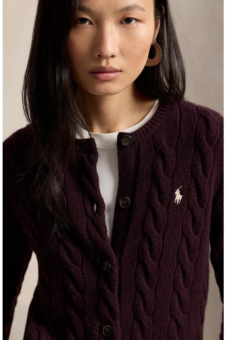 Wool & Cashmere Cardigan, Alternate, color, DAMSON